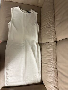Vince Cream Sleeveless Midi Sheath Dress